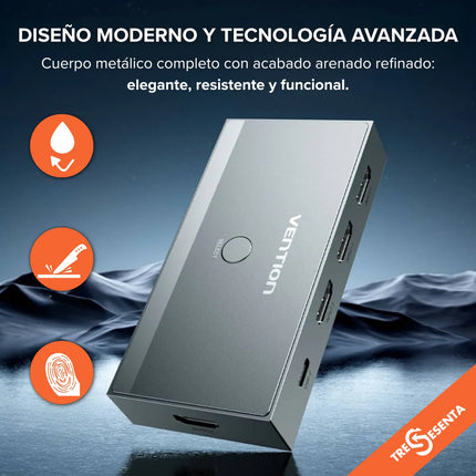 Switch HDMI 3 en 1 Vention 8K 60Hz con Control Remoto AKRH0
