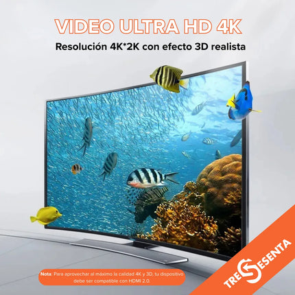 Cable HDMI 2.0 4K 60Hz Ángulo Recto 270° 1.5m Vention