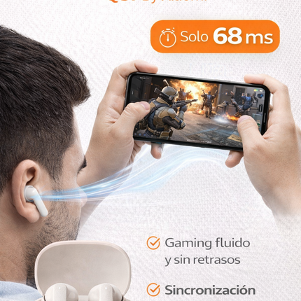 Auriculares Bluetooth TWS QCY Buds Blanco 35Hs Bluetooth 5.4