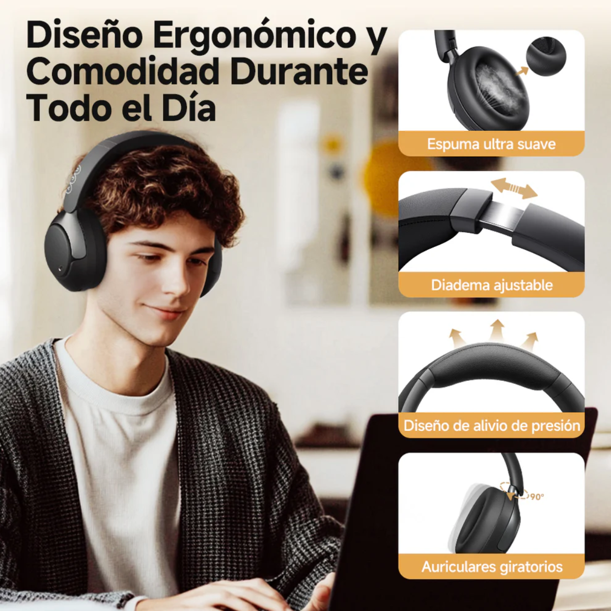 Auricular Bluetooth H3 Pro Cancelación de Ruido Graves Potentes