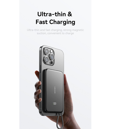 Power Bank Magnético Ultrafino USAMS 5000mAh PD 20W con Cable USB-C