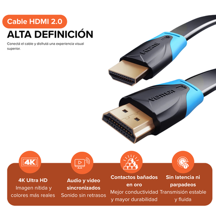 Cable HDMI 2.0 Vention Plano 4K 60Hz Audio Sincronizado PVC Reforzado