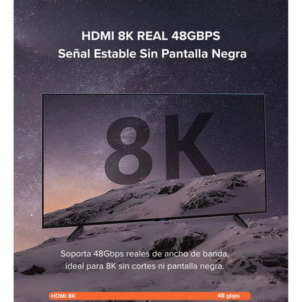 Cable HDMI 2.1 8K 48Gbps Vention Mallado Reforzado Negro