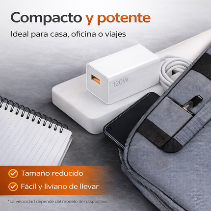 Cargador Xiaomi TURBO FASTER 120W - Cable USB C y Ficha