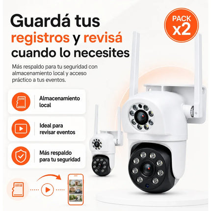 Combo x2 Cámaras de Seguridad WiFi 1080P con Visión Nocturna y Movimiento