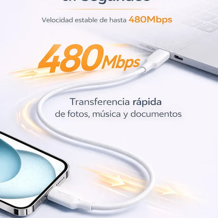 Cable USB-C a USB-C 60W Carga Rápida 3A 2m Vention Negro
