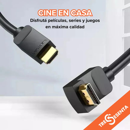 Cable HDMI 2.0 4K 60Hz Ángulo Recto 270° 1.5m Vention