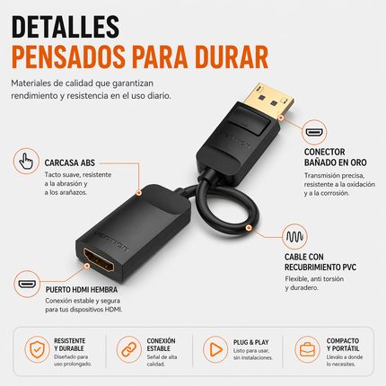 Adaptador DisplayPort a HDMI Activo 4K 60 Hz