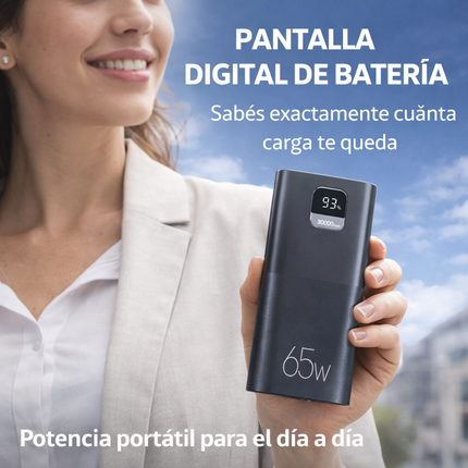 Power Bank 30.000mAh 65W Carga Rápida PD USB-C Notebook