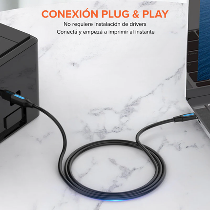 Cable Impresora USB-C a USB-B Vention 480Mbps Plug & Play