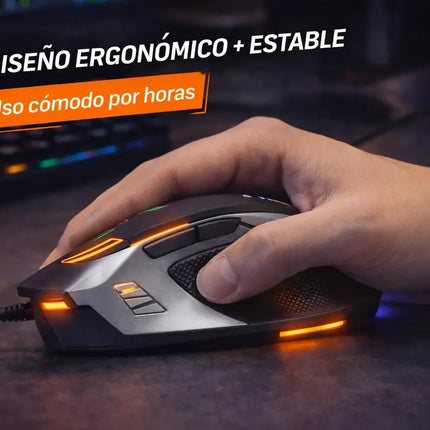 Mouse Gamer USB 2400 DPI LED RGB 7 Botones Ergonómico
