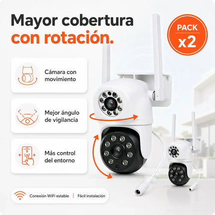 Combo x2 Cámaras de Seguridad WiFi 1080P con Visión Nocturna y Movimiento
