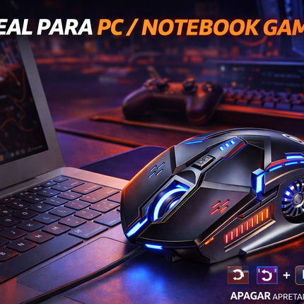 Mouse Gamer RGB 3200 DPI USB 6 Botones Ergonómico