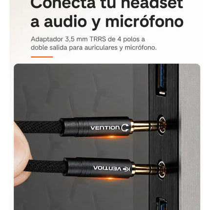 Adaptador Audio Jack 3.5mm PC a Auricular y Micrófono Vention