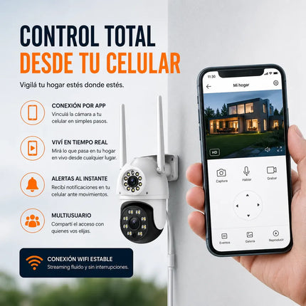 Combo x2 Cámaras de Seguridad WiFi 1080P con Visión Nocturna y Movimiento