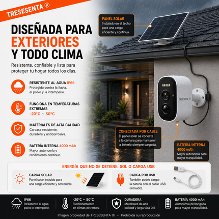 Cámara Solar WiFi 5MP para Vigilar tu Hogar desde el Celular