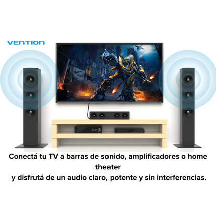 Cable de Audio Óptico Toslink 2 m Vention BAVHH | Sonido 7.1 Dolby DTS