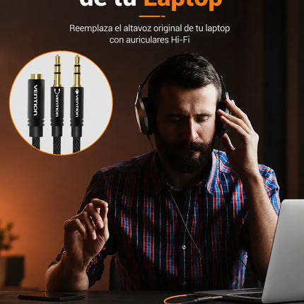 Adaptador Audio Jack 3.5mm PC a Auricular y Micrófono Vention