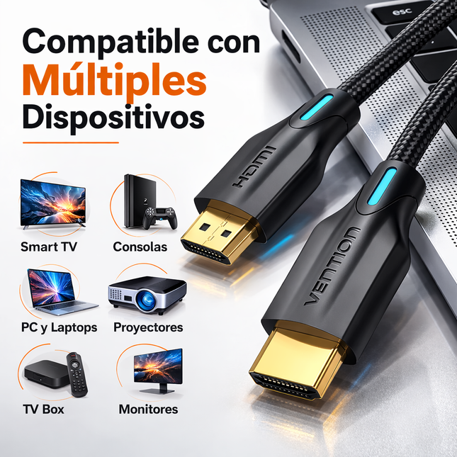 Cable HDMI 2.1 8K 3m Alta Velocidad Vention AAUBI Negro