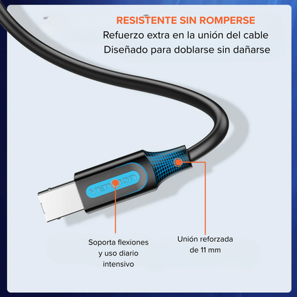 Cable Impresora USB-C a USB-B Vention 480Mbps Plug & Play