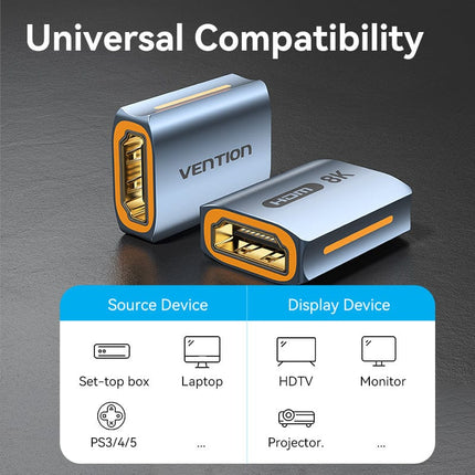 Adaptador HDMI 8K Vention Hembra a Hembra – Aluminio Premium