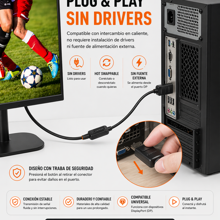 Adaptador DisplayPort a HDMI Activo 4K 60 Hz