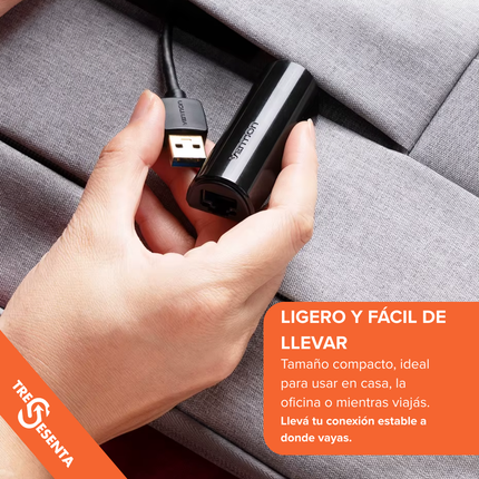 Adaptador USB 3.0 a Ethernet Gigabit 1000 Mbps Vention – Plug & Play
