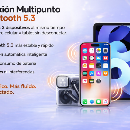 Auriculares Bluetooth QCY MeloBuds Neo LED Transparente 24h Multipunto