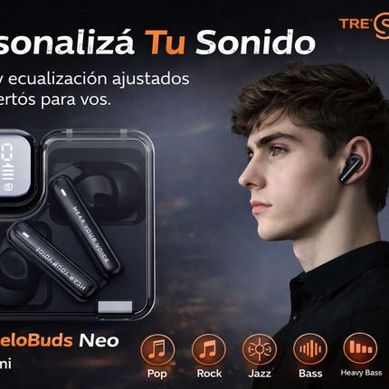 Auriculares Bluetooth QCY MeloBuds Neo LED Transparente 24h Multipunto