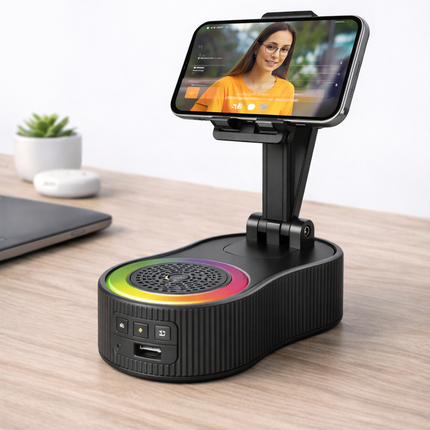 Soporte Celular Con Parlante Bluetooth y Carga RGB