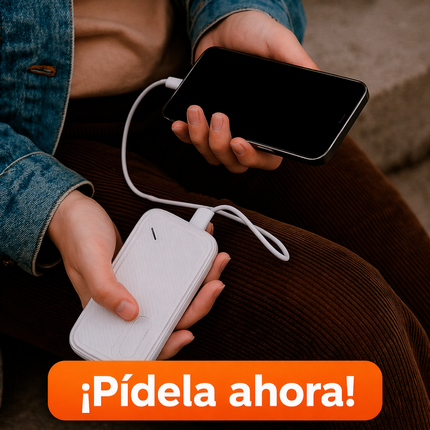 Power Bank 10000mAh USAMS 2 USB Portátil Blanco con Correa
